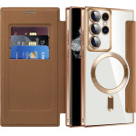 Techsuit - Smartmag Book Case - Samsung Galaxy S22 Ultra 5G - Brown