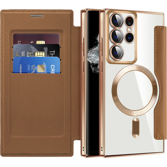 Techsuit - Smartmag Book Case - Samsung Galaxy S22 Ultra 5G - Brown