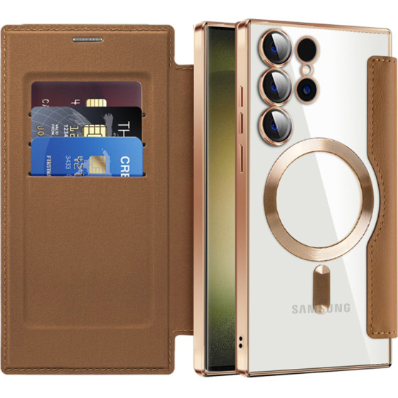 Techsuit - Smartmag Book Case - Samsung Galaxy S23 Ultra - Brown