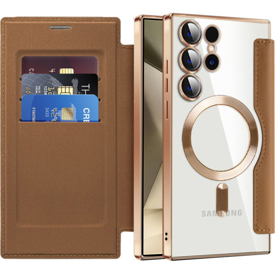 Techsuit - Smartmag Book Case - Samsung Galaxy S24 Ultra - Brown