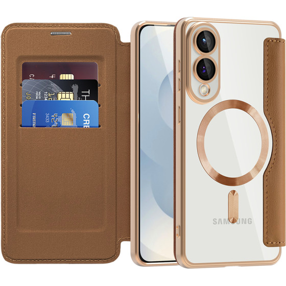 Techsuit - Smartmag Book Case - Samsung Galaxy S25 Edge - Brown