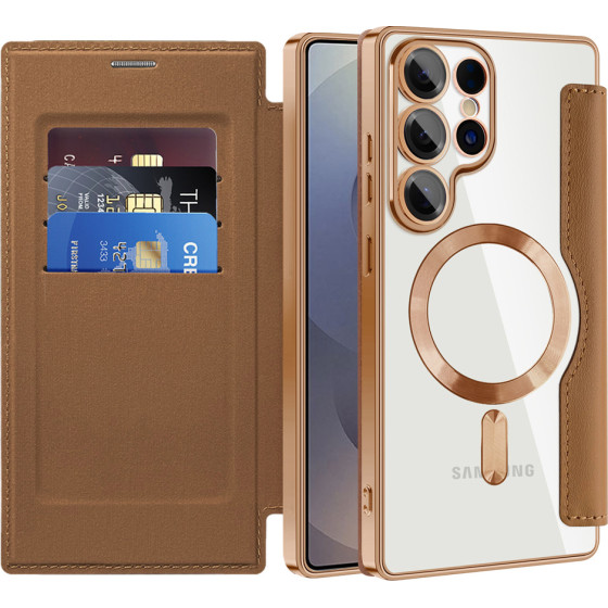 Techsuit - Smartmag Book Case - Samsung Galaxy S25 Ultra - Brown