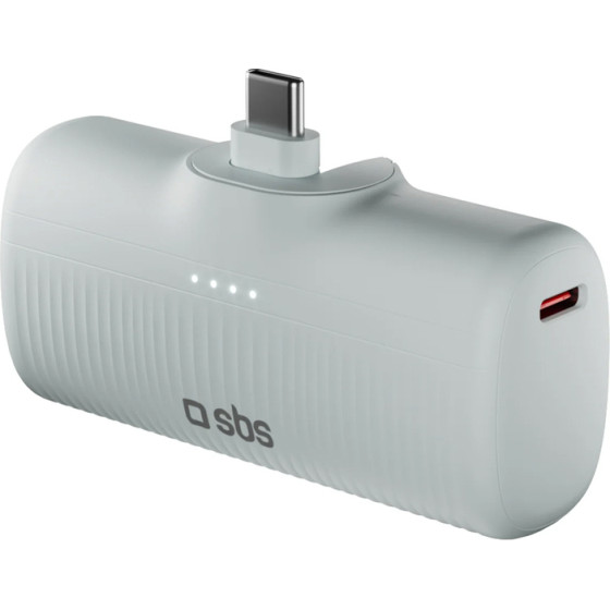 SBS Ecopower 5000 Mah 10W Powerbank With Built-In USB-C Port - Gray - (TEBB5000PLUGLGGRS)