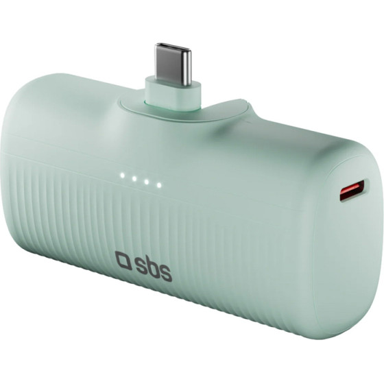 SBS Ecopower 5000 Mah 10W Powerbank With Built-In USB-C Port - Green - (TEBB5000PLUGLBGRS)