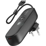 SBS Hybrid Pd 20W 5000mAh Power Bank With Built-In Cable And Foldable Plug - Black - (TETRBB5000PD20)