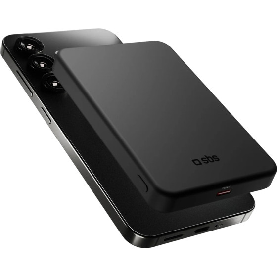 SBS Mag Power Qi2 5000 Mah Powerbank Compatible With Magsafe - Black - (TEBB5000QI2)