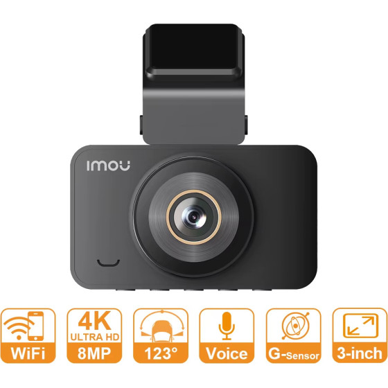 IMOU - Dash Camera S800 Pro - 4K, Wi-Fi, 3'' Screen, Built-In Mic, Micro Sd Card Slot, IP52 - Black - (LC-DAE-LC5500GWV-S800)