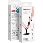 FORCELL F-Design S10X165 Crossbody Phone Lanyard With Adjustable Length (Max 82,5cm In The loop) Pink white