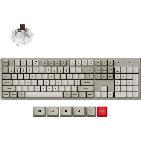 Keychron C2 Pro QMK/Via Mechanical Brown Switch - 8K Polling Rate Hot Swap. 100% Us Retro - (C2PX-M3)