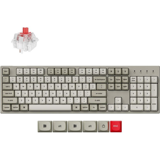 Keychron C2 Pro QMK/Via Mechanical Red Switch - 8K Polling Rate Hot Swap. 100% Us Retro Rg - (C2PX-M1)
