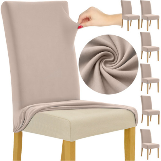 Ruhhy Chair Covers - 6 Pcs Beige 25989 - (18289-0)