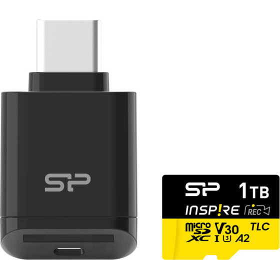 Silicon Power Micro Sdxc 1TB Class 10 UHS-I U3 A2 C200 V30 Inspire DDR200 R170/W160 R170/W160 MB/S +Card Reader - (SP001TBSTXLA2VC2)