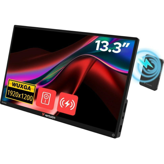 Verbatim Portable Touch Monitor Alu 13.3 Wuxga With 5000mAh Power Bank Black - (32087)