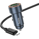 Hoco Car Charger Usb A + Usb C QC3.0 Pd 30W + Cable Usb C To Lightning Z57A black
