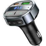 Hoco Car Charger Usb A+ Type C With Digital Display + Transmitter Fm Bt Pd QC3.0 5A 30W E70 Obsidian black