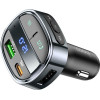 Hoco Car Charger Usb A+ Type C With Digital Display + Transmitter Fm Bt Pd QC3.0 5A 30W E70 Obsidian black