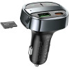 Hoco Car Charger Usb A+ Type C With Digital Display + Transmitter Fm Bt Pd QC3.0 5A 30W E70 Obsidian black