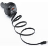 FORCELL F-Energy Alu Car Charger With Retractable Cable Type C And Type C + Usb A Sockets Pd QC4.0 SFC2.0 3A 75W black