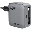 FORCELL F-Energy Gan Iii VT-R5 Travel Charger With Retractable Cable Type C And Type C Charging Port Pd QC4.0 3A 45W gray