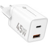 FORCELL F-Energy Mini Gan Iii VT-36 Travel Charger With 1 x Type C + 1x Usb A sockets, Pd QC4.0 45W white