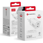 FORCELL F-Energy Mini Gan Iii VT-36B Travel Charger With 2 x Type C sockets, Pd QC4.0 45W white
