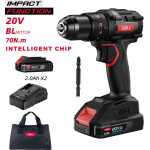 DELI ��������� ���������������� ��������� Brushless, 20V, 2x 2Ah, 70N.m - (DE-CZ20-1D2)