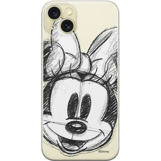 Disney Case Apple Iphone 15 Plus Minnie Partial Print Sketch Transparent - (DPCMIN3505)