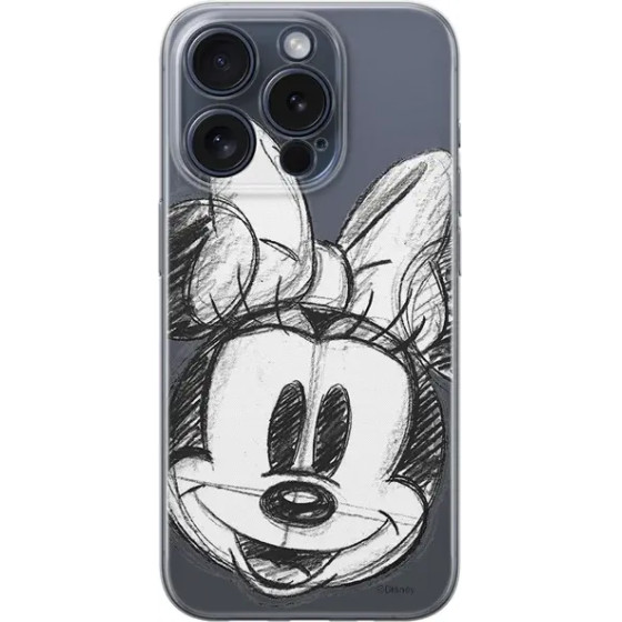 Disney Case Apple Iphone 15 Pro Minnie Partial Print Sketch Transparent - (DPCMIN3506)