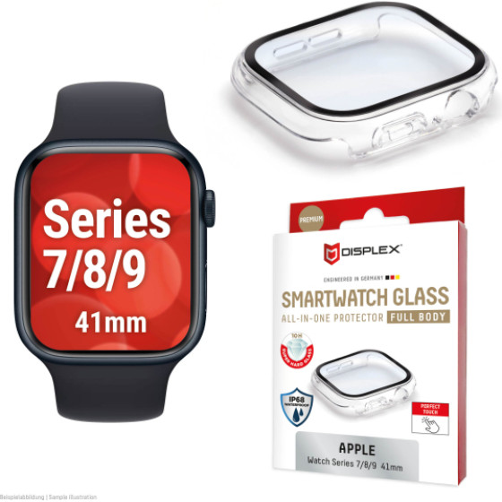 Displex Full Body Glass Protector For Apple Watch Series 7/8/9 41mm Transparent - (02128)