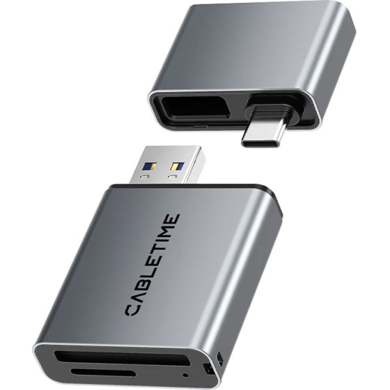 Cabletime Card Reader ��� Sd & Micro SD, Usb 3.0, 5Gbps, ���� - (CT-ACCD3-AG)