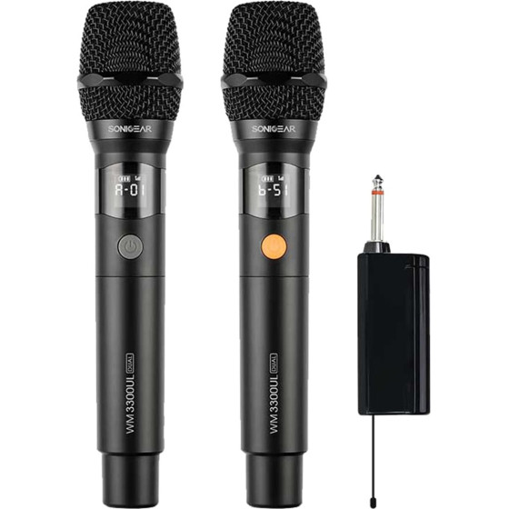 Sonicgear Dual Professional Uhf Wireless Led Microphone Wm 3300 Ul Obsidian - (WM3300ULD-O)