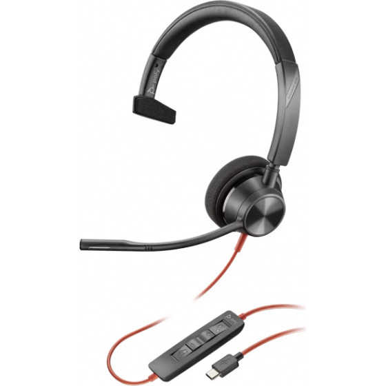 HP Call Center Headset Poly Blackwire C3310, Mono, USB-C, Black - (8X215AA)