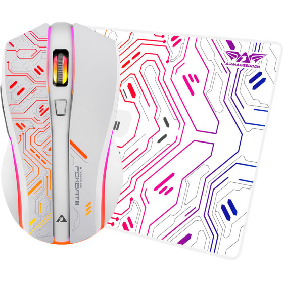 Armaggeddon 2.4G Wireless Gaming Mouse Rgb 10000 Cpi Mikoyan FOXBAT-Iii Cyberpunk White - (CYBERPUNK-W)