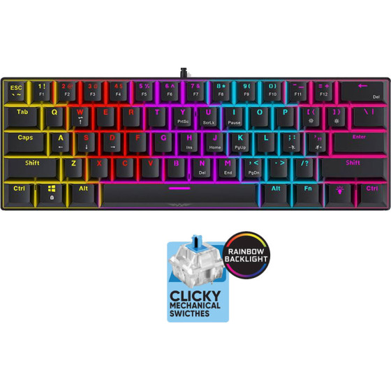 Armaggeddon 61-Keys Wired Mech Keyboard BL.SW. MKA-1C Core Clicky Black - (MKA-1C-CORE-CB)
