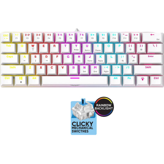 Armaggeddon 61-Keys Wired Mech Keyboard BL.SW. MKA-1C Core Clicky White - (MKA-1C-CORE-CW)