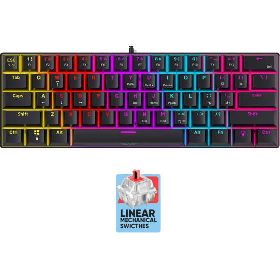 Armaggeddon 61-Keys Wired Mech Keyboard RED.SW. MKA-1C Core Linear Black - (MKA-1C-CORE-LB)