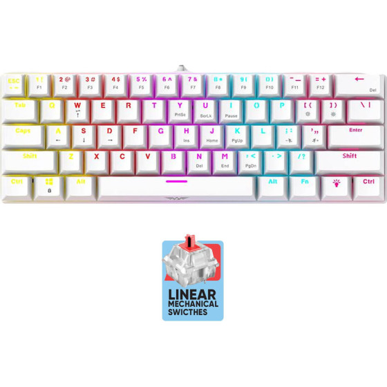 Armaggeddon 61-Keys Wired Mech Keyboard RED.SW. MKA-1C Core Linear White - (MKA-1C-CORE-LW)