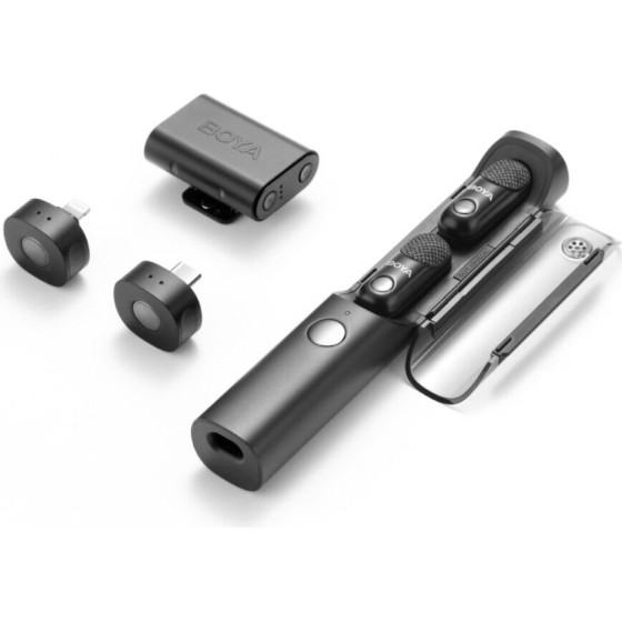 BOYA Magic - Type-C, Lightning & 3,5mm, Camera Receiver Wireless Microphone 2 Tx + 3 Rx + char. Case - (BOYA Magic-02)