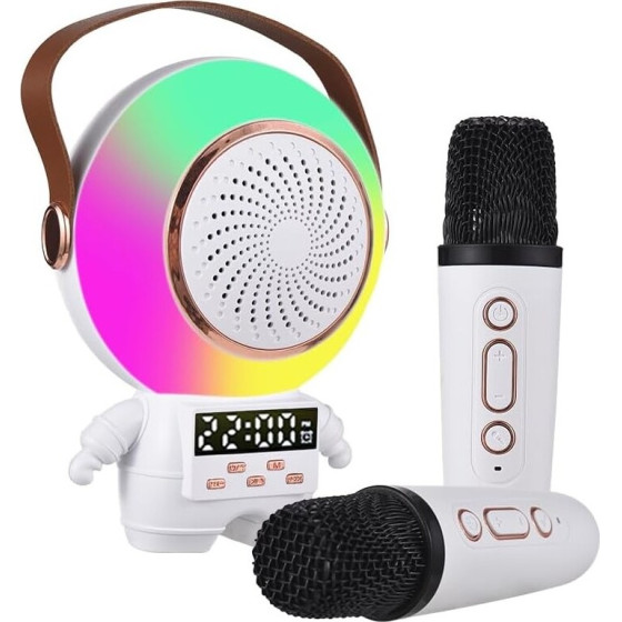 EXTRALINK Kids Astro Led Karaoke Wireless Speaker Dual Microphone White - (EX.37674)