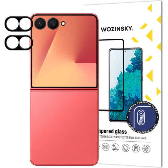 Wozinsky Black Full Camera Glass For Samsung Galaxy Z Flip 7, Set Of 2 - (Wozinsky Full Camera Glass 2-Pack Samsung Galaxy Z Flip 7)