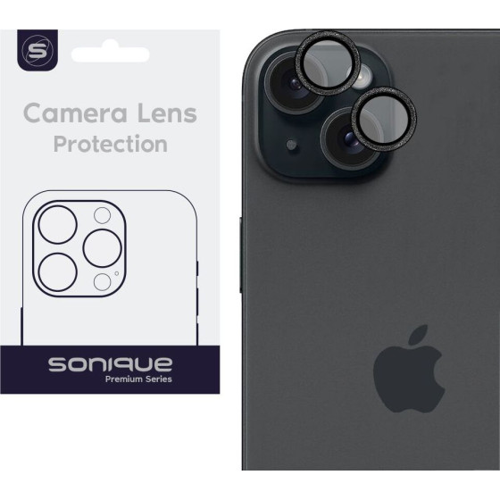 Sonique Camera Protection Glitter Lens Pro Apple Iphone 15 / Iphone 15 Plus Black