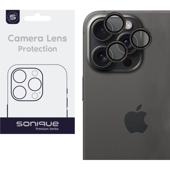Sonique Camera Protection Glitter Lens Pro Apple Iphone 15 Pro / Iphone 15 Pro Max Black Titanium