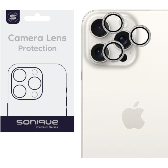 Sonique Camera Protection Glitter Lens Pro Apple Iphone 15 Pro / Iphone 15 Pro Max White Titanium