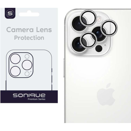 Sonique Camera Protection Glitter Lens Pro Apple Iphone 16 Pro / Iphone 16 Pro Max White Titanium