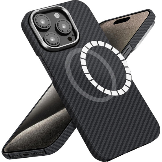 Techsuit - Aramid Fiber Magsafe - Iphone 15 Pro Max - Black