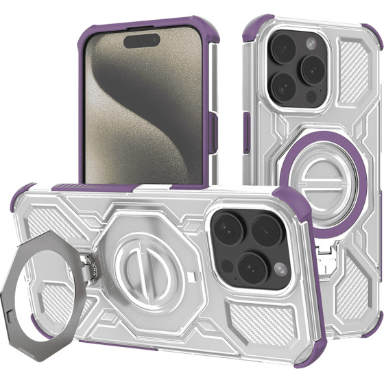 Techsuit - Carbon Shield Pro - Iphone 15 Pro - Purple Transparent