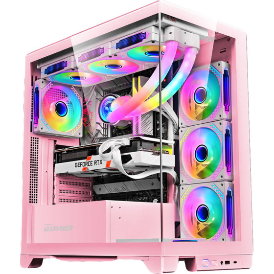 Armaggeddon E-Atx Rgb Transparent Fish Tank Gaming Case Aquaron Xtreme Pink - (AQUARON-XTREME-P)