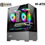 Armaggeddon Rgb M-Atx Dual Chamber Gaming Case Aquaron Duplex One Black - (AQUARON-DUPLEX1-B)