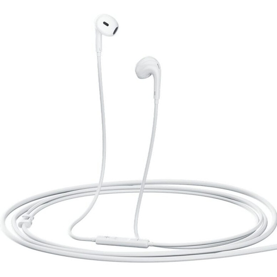 QCY LH1 White - Wired Semi-Ear Earphones w. Mic Ios Android Type-C 1,15m Cable 20-20KHz - (QCY-LH1)
