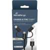 MediaRange 3-in-1 Charge And Sync Cable, Micro USB, Usb Type-C(R) And Apple Lightning(R) Connectors, Usb 2.0 480 Mbps, 12W max., 1.0m, Black - (MRCS246)